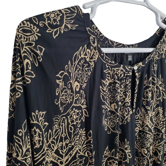 Lucky Brand Size 3X Tunic Blouse Popover Keyhole Puff 3/4 Sleeve Light Flowy - Picture 4 of 11